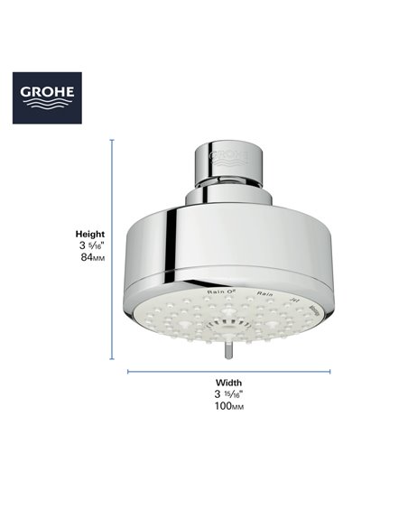 Grohe 26043 Tempesta 100 Shower Head 4" - 4 Sprays 6.6 L/min - 1.75 GPM