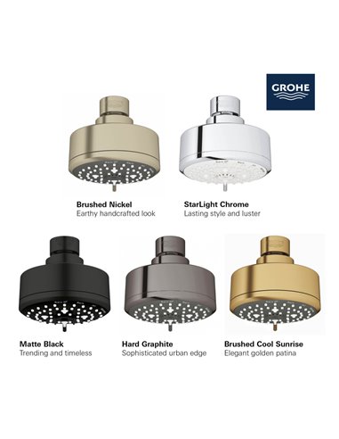 Grohe 26043 Tempesta 100 Shower Head 4" - 4 Sprays 6.6 L/min - 1.75 GPM