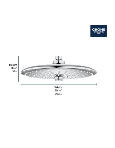 Grohe 26456 Euphoria 260 Shower Head 10" - 3 Sprays 6.6 L/min - 1.75 GPM