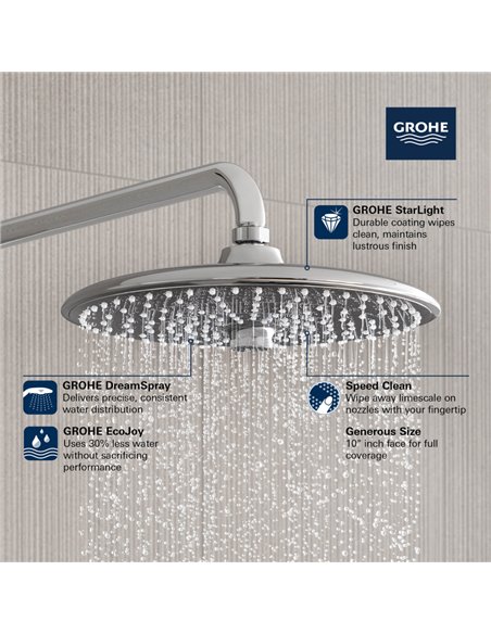 Grohe 26456 Euphoria 260 Shower Head 10" - 3 Sprays 6.6 L/min - 1.75 GPM