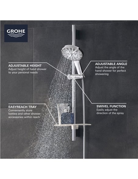 Grohe 26547 Rainshower 24" Shower Slide Bar Kit - 3 Sprays 6.6 L/min - 1.75 GPM