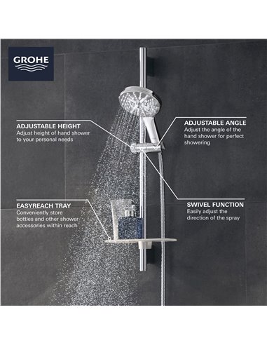 Grohe 26547 Rainshower 24" Shower Slide Bar Kit - 3 Sprays 6.6 L/min - 1.75 GPM