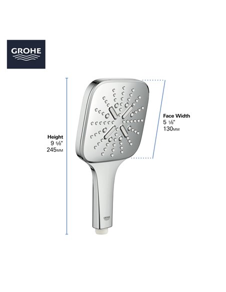 Grohe 26552 Rainshower Hand Shower - 3 Sprays 6.6 L/min - 1.75 GPM