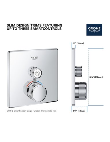 Grohe 29163 Grohtherm Single Function Thermostatic Valve Trim