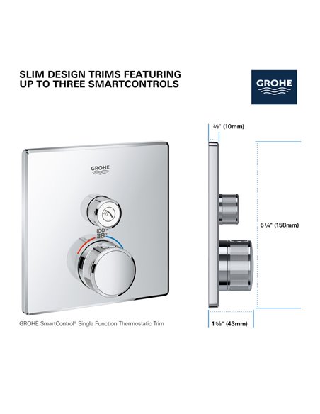 Grohe 29163 Grohtherm Single Function Thermostatic Valve Trim