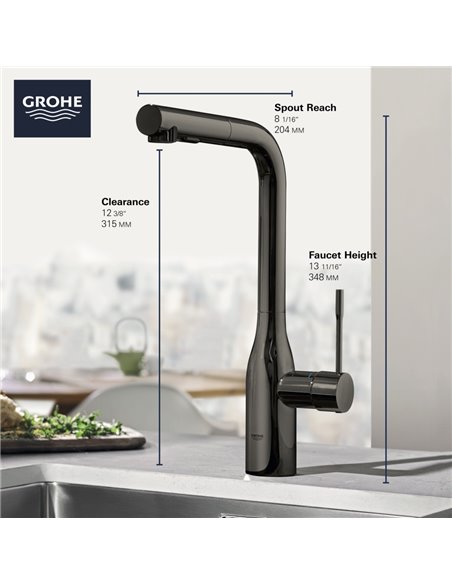 Grohe 30271 Essence New Single-Handle Pull-Out Kitchen Faucet Dual Spray 6.6 L/min - 1.75 GPM
