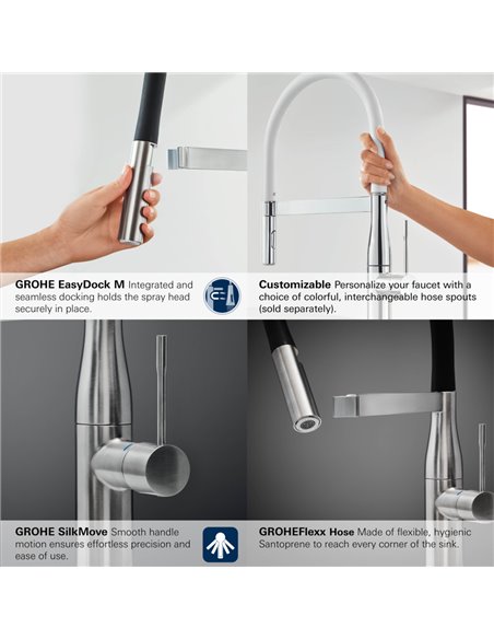 Grohe 30295 Essence New Single-Handle Semi-Pro Dual Spray Kitchen Faucet 6.6 L/min - 1.75 GPM