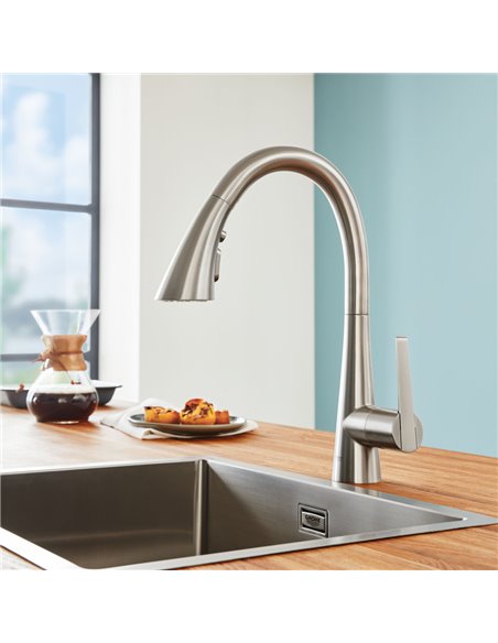 Grohe 30368 Grohe Zedra Single-Handle Pull Down Triple Spray Bar Faucet 6.6 L/min - 1.75 GPM