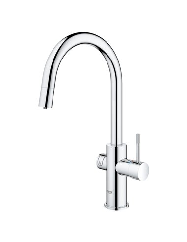 Grohe 31251 Blue Single-Handle Pull Down Kitchen Faucet Single Spray 6.6 L/min - 1.75 GPM Chilled and Sparkling Water