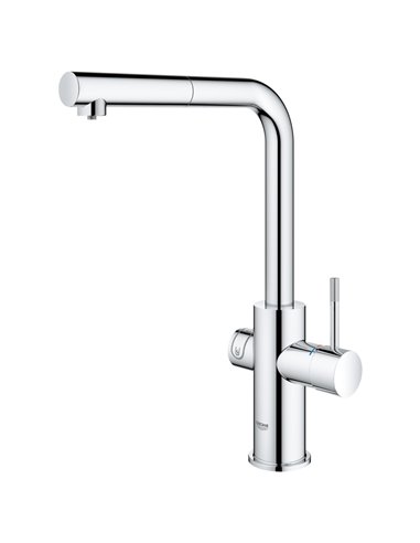 Grohe 31608 Blue Single-Handle Pull-Out Kitchen Faucet Single Spray 6.6 L/min - 1.75 GPM with Chilled and Sparkling Water