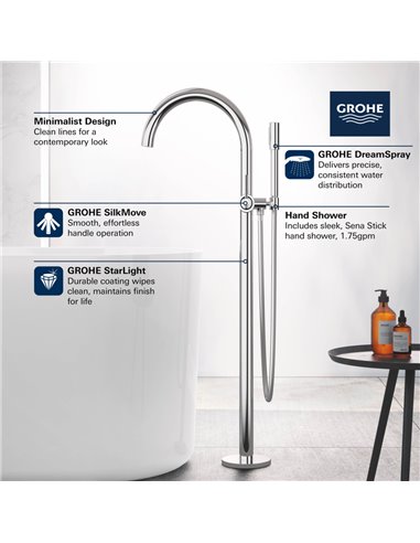 Grohe 32653 Atrio New Single-Handle Freestanding Tub Faucet with 6.6 L/min - 1.75 GPM Hand Shower