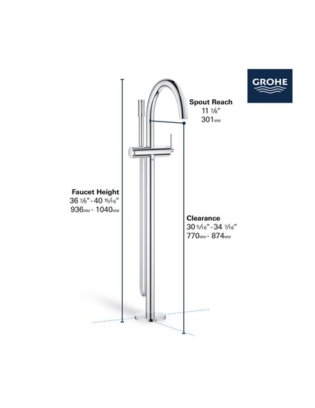 Grohe 32653 Atrio New Single-Handle Freestanding Tub Faucet with 6.6 L/min - 1.75 GPM Hand Shower