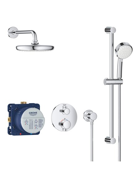 Grohe 34745 Grohtherm Round Thermostatic Shower Kit 27 L/min - 7.1 gpm 