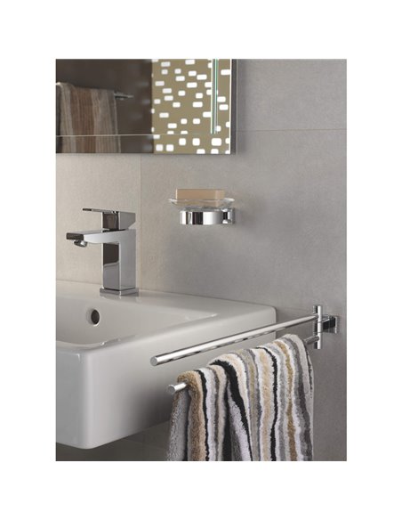 Grohe 40508 Essentials Cube Holder For Glass Soap Dish Or Soap Dispenser