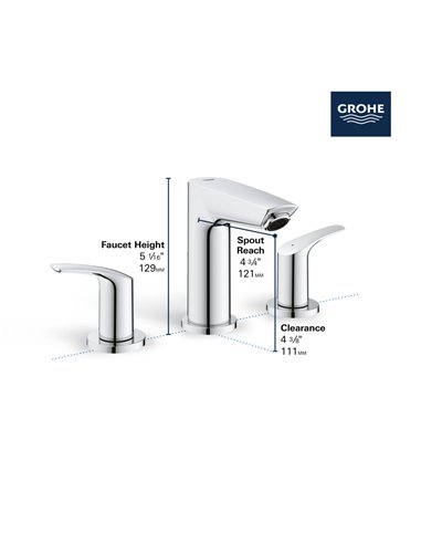 Grohe 20294 Eurosmart 8-inch Widespread 2-Handle S-Size Bathroom Faucet 1.2 GPM