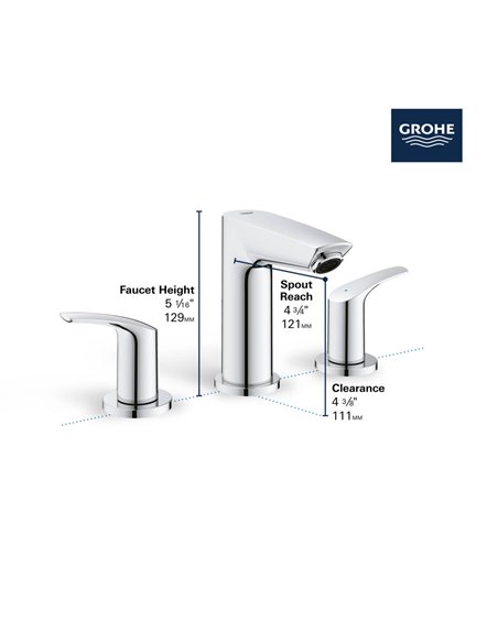 Grohe 20294 Eurosmart 8-inch Widespread 2-Handle S-Size Bathroom Faucet 1.2 GPM