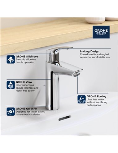 Grohe 23990 Eurosmart Single Hole Single-Handle M-Size Bathroom Faucet 1.2 GPM