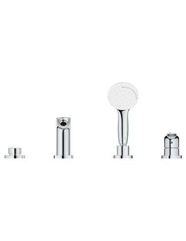 Grohe 25245 Eurosmart 4-Hole Single Handle Deck Mount Roman Tub Faucet with 1.75 GPM Hand Shower