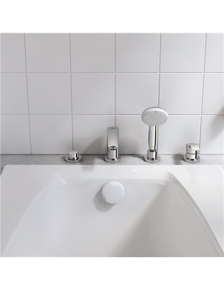 Grohe 25245 Eurosmart 4-Hole Single Handle Deck Mount Roman Tub Faucet with 1.75 GPM Hand Shower