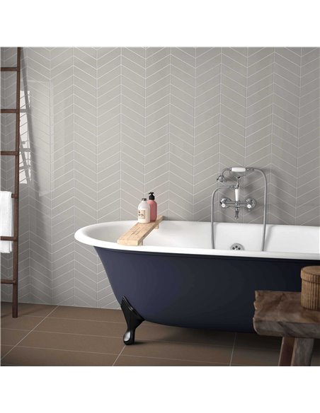 CE Chevron 2x7 Glossy Cream Left