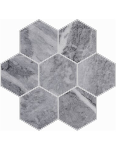 TR Large Hex Dark Grey Marble Polished - Box