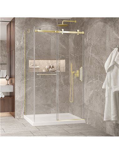 Zitta Bellini 2.0 Bellini 48 brushed gold clear alcove wall closing shower door