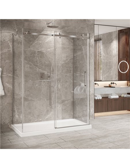 Zitta Bellini 2.0 Bellini 60 Brushed Nickel clear alcove wall closing shower door