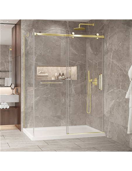 Zitta Bellini 2.0 Bellini 60 brushed gold clear alcove wall closing shower door