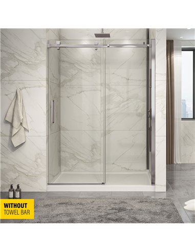 Zitta Piazza 60 Brushed Nickel clear alcove shower door - WITHOUT TOWEL BAR