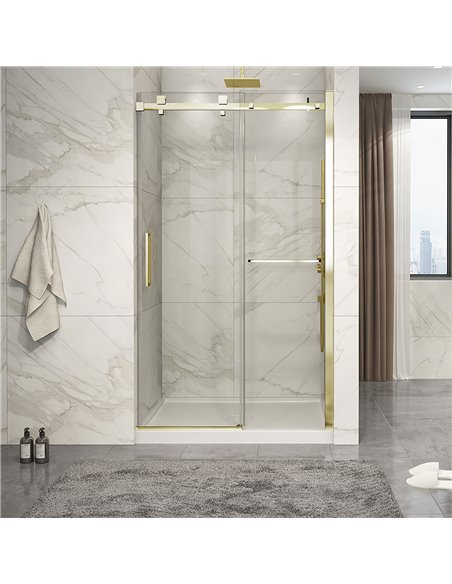 Zitta Piazza 2.0 Piazza 48 brushed gold clear alcove shower door