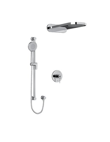 Riobel KIT2745GS Type TP thermostaticpressure balance 0.5 coaxial 3-way system with hand shower rail and rain and cascade sho...