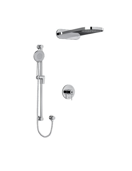 Riobel KIT2745GS Type TP thermostaticpressure balance 0.5 coaxial 3-way system with hand shower rail and rain and cascade sho...
