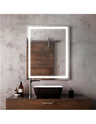 Kalia Effect Rectangle Led Lighting Mirror 30 X 38 With Frosted Strip Inside And 2-Tones Touch Switch