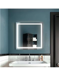 Kalia Effect Square Led Lighting Mirror 30 X 30 With Interior Frosted Strip And 2-Tones Touch Switch