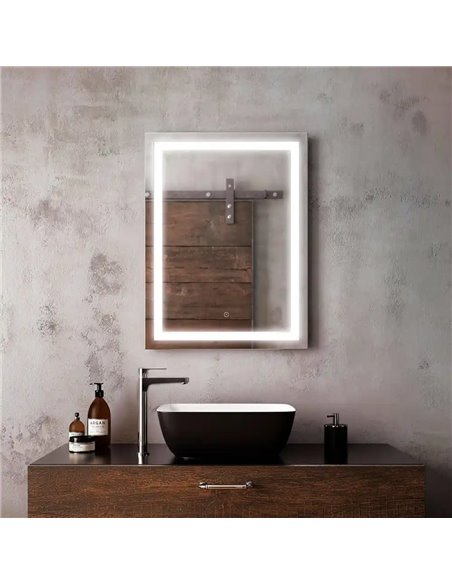 Kalia Effect Rectangle Led Lighting Mirror 24 X 32 With Interior Frosted Strip And 2-Tones Touch Switch