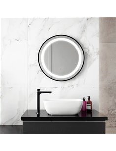 Kalia Effect Led Illuminated Round Mirror With Frosted Strip, Frame And Touch-Switch For Color Temperature Control Ø24 X 1?