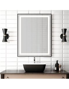 Kalia Effect Led Illuminated Rectangular Mirror With Frosted Strip, Frame And Touch-Switch For Color Temperature Control 30 X 38