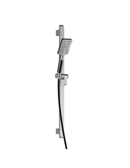 Kalia Grafik Premia 2-Jet Rectangular Handshower, Wallbar And 60" Flexible And Soft PVC Hose Assembly