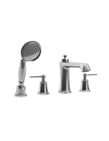 Kalia Rustik 4-Piece Deckmount Tub Filler With Handshower