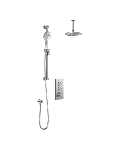 Kalia Roundone TB2 Aquatonik T/P Push-Button Shower System With Vertical Ceiling Arm