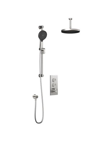 Kalia Roundone TB2 Plus Aquatonik T/P Push-Button Shower System With Vertical Ceiling Arm