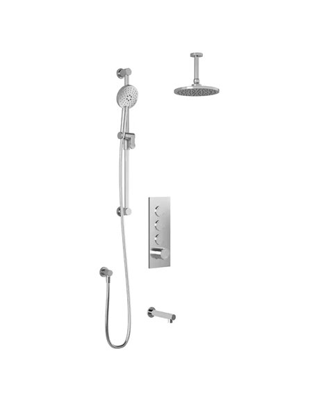 Kalia Roundone TB3 Aquatonik T/P Push-Button Shower System With Vertical Ceiling Arm
