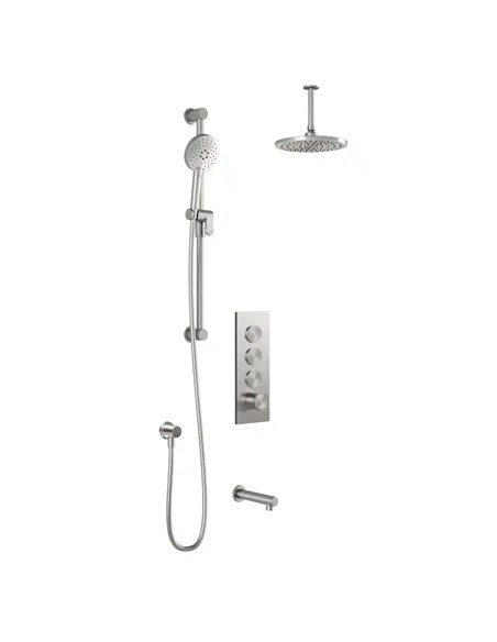 Kalia Roundone TB3 Aquatonik T/P Push-Button Shower System With Vertical Ceiling Arm