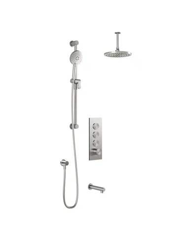 Kalia Roundone TB3 Aquatonik T/P Push-Button Shower System With Vertical Ceiling Arm