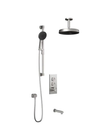 Kalia Roundone TB3 Premia Aquatonik T/P Push-Button Shower System With Vertical Ceiling Arm