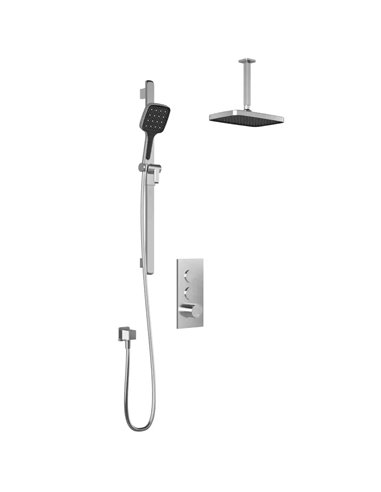 Kalia Squareone TB2 Plus Aquatonik T/P Push-Button Shower System With Vertical Ceiling Arm