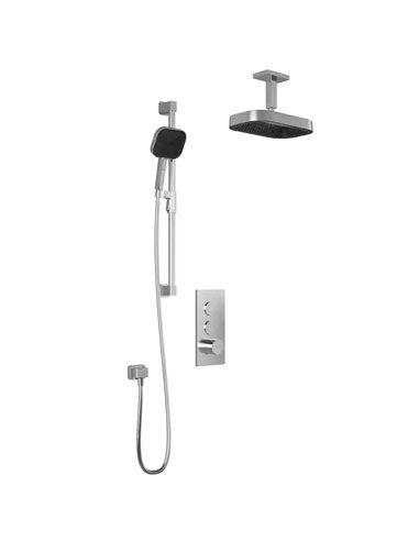 Kalia Squareone TB2 Premia Aquatonik T/P Push-Button Shower System With Vertical Ceiling Arm