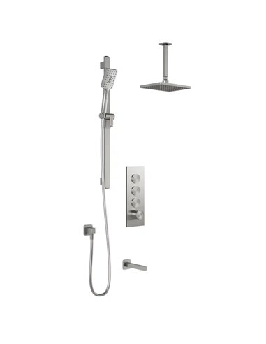 Kalia Squareone TB3 Aquatonik T/P Push-Button Shower System With Vertical Ceiling Arm