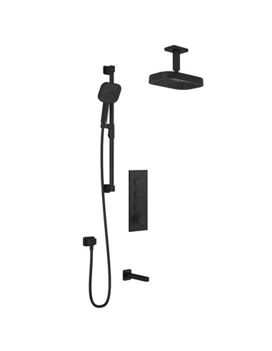 Kalia Squareone TB3 Premia Aquatonik T/P Push-Button Shower System With Vertical Ceiling Arm