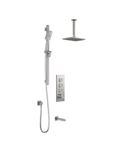 Kalia Squareone TB3 Aquatonik T/P Push-Button Shower System With Vertical Ceiling Arm